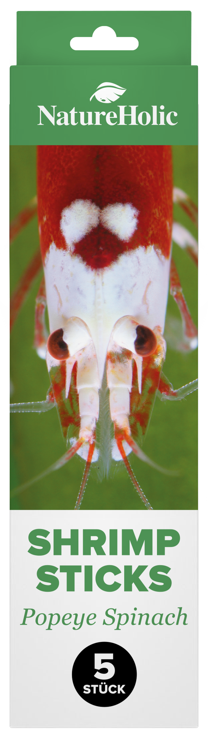 Packung Shrimp Sticks Popeye Spinach von NatureHolic, 5 Stk